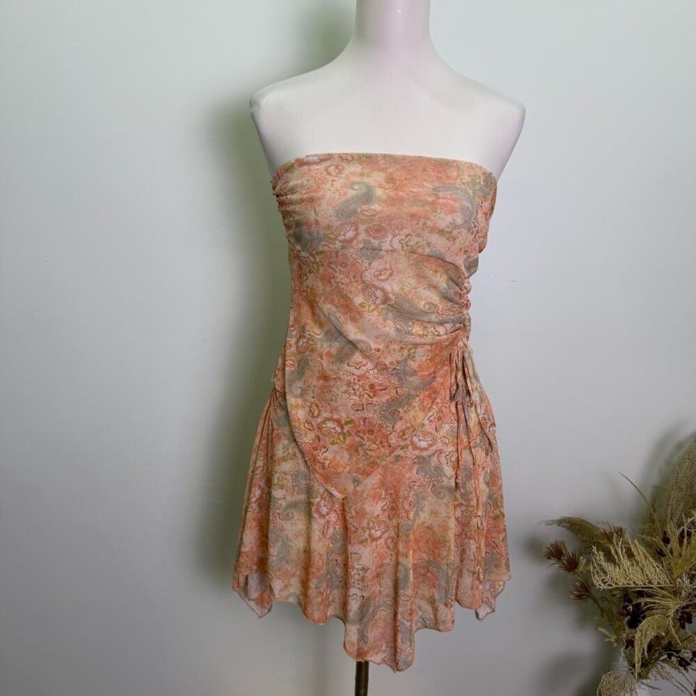 See You Monday Y2K Paisley Mesh Ruffle Two Piece Set